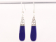 53074 Lange opengewerkte zilveren oorbellen met lapis lazuli