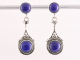 53093 Lange bewerkte zilveren oorstekers met lapis lazuli