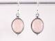 53414 Bewerkte ovale zilveren oorbellen met rozenkwarts