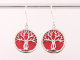 53871 Ronde zilveren oorbellen met levensboom op rode koraal