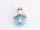 41162+HK Bewerkte zilveren hanger met blauwe chalcedoon en zoetwater parel aan ketting