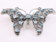 62030 Grote zilveren vlinder broche met blauwe topaas en marcasiet