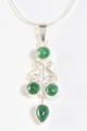 42772+HK Langwerpige zilveren hanger met jade aan ketting