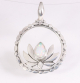42461 Ronde zilveren lotus bloem hanger met welo opaal