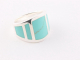22025 Zware zilveren ring met groene turkoois