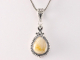 40534+HK Bewerkte zilveren hanger met amber aan vossenstaart ketting