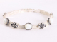 31911 Traditionele gevlochten zilveren armband met parelmoer