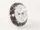 21429 Zware zilveren ring met kristal en marcasiet