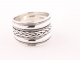 23244 Brede hoogglans zilveren ring met kabelpatronen