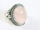 25414-19 Zware bewerkte zilveren ring met rozenkwarts - maat 19