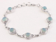 31722 Bewerkte zilveren schakelarmband met aqua chalcedoon