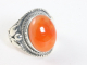 25412 Zware bewerkte zilveren ring met carneool - maat 18