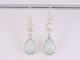 51465 Zilveren oorbellen met aqua chalcedoon en zoetwater parel