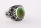 21670-17 Bewerkte zilveren ring met groene koper turkoois
