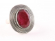 23102 Ovale zilveren ring met robijn
