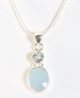 43374+HK Zilveren hanger met aquamarijn en blauwe topaas aan ketting