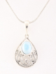 41390+HK Fijne opengewerkte zilveren hanger met larimar aan ketting