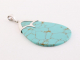 41544+HK Zilveren hanger met grote groene turkoois aan ketting
