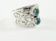 21399 Opengewerkte zilveren ring met blauwe topaas