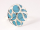 21405 Ronde opengewerkte zilveren ring met blauwe turkoois