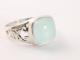 23978 Fijne opengewerkte zilveren ring met aqua chalcedoon