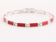 31684 Zilveren schakelarmband met rode koraal steen