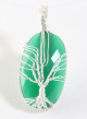 43535 Zilveren levensboom hanger op groene chalcedoon