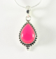 40622+HK Bewerkte zilveren hanger met roze chalcedoon aan ketting