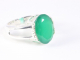 24413 Opengewerkte hoogglans zilveren ring met groene onyx