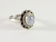 21491-18 Fijne bewerkte zilveren ring met regenboog maansteen - maat 18