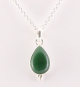 41660+HK Fijne druppelvormige zilveren hanger met jade aan ketting