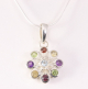 42007+HK Zilveren hanger met multi color edelstenen aan ketting