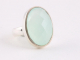 22591 Ovale zilveren ring met aqua chalcedoon - maat 18