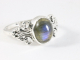 25694-19.5 Fijne bewerkte zilveren ring met labradoriet - maat 19.5
