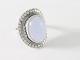 21728-19.5 Bewerkte zilveren ring met blauwe chalcedoon