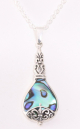 42544+HK Bewerkte zilveren hanger met abalone schelp aan ketting