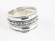 24555 Brede hoogglans zilveren ring met kabelpatronen