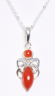 42012+HK Fijne zilveren hanger met carneool aan ketting