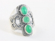 25061 Zware bewerkte zilveren ring met 3 groene onyx stenen