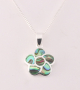 41441+HK Fijne bloemvormige zilveren hanger met abalone schelp aan ketting
