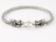 31479 Zilveren snake armband met drakenkoppen - lengte 19 cm