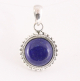 42695 Fijne bewerkte ronde zilveren hanger met lapis lazuli
