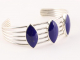 31309 Zware opengewerkte zilveren klemarmband met lapis lazuli