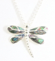 42879+HK Zilveren libelle hanger met abalone schelp aan ketting