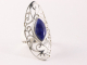 23917 Langwerpige opengewerkte zilveren ring met lapis lazuli