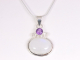 42637+HK Zilveren hanger met regenboog maansteen en amethist aan ketting