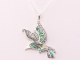 42396+HK Zilveren kolibrie hanger met abalone schelp aan ketting