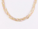 10366 Gevlochten zilveren collier -  deels geel- en roségoud verguld