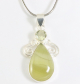 42755+HK Zilveren hanger met olijf opaal en groene amethist aan snake ketting