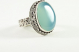 21121 Zware bewerkte zilveren ring met aqua chalcedoon